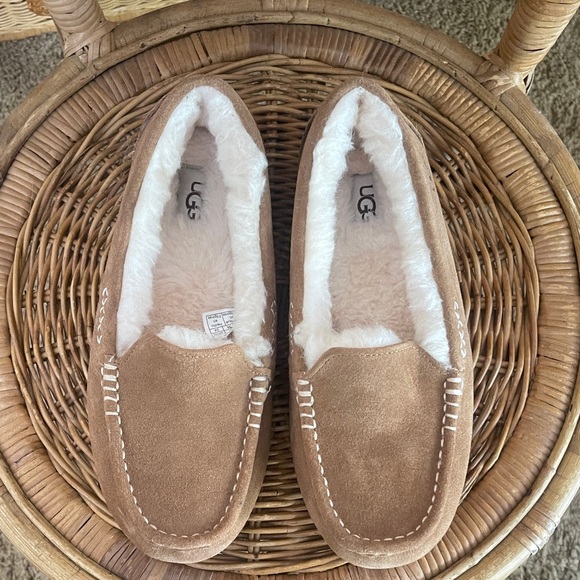 UGG Tan Suede Ansley Moccasin Slippers - Picture 3 of 6